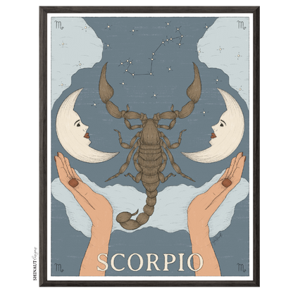 scorpio zodiac art print in a black picture frame