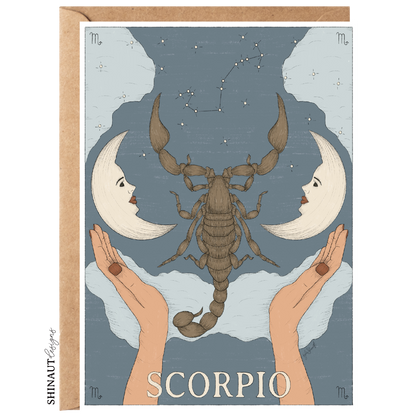 scorpio zodiac greeting card with kraft envelope