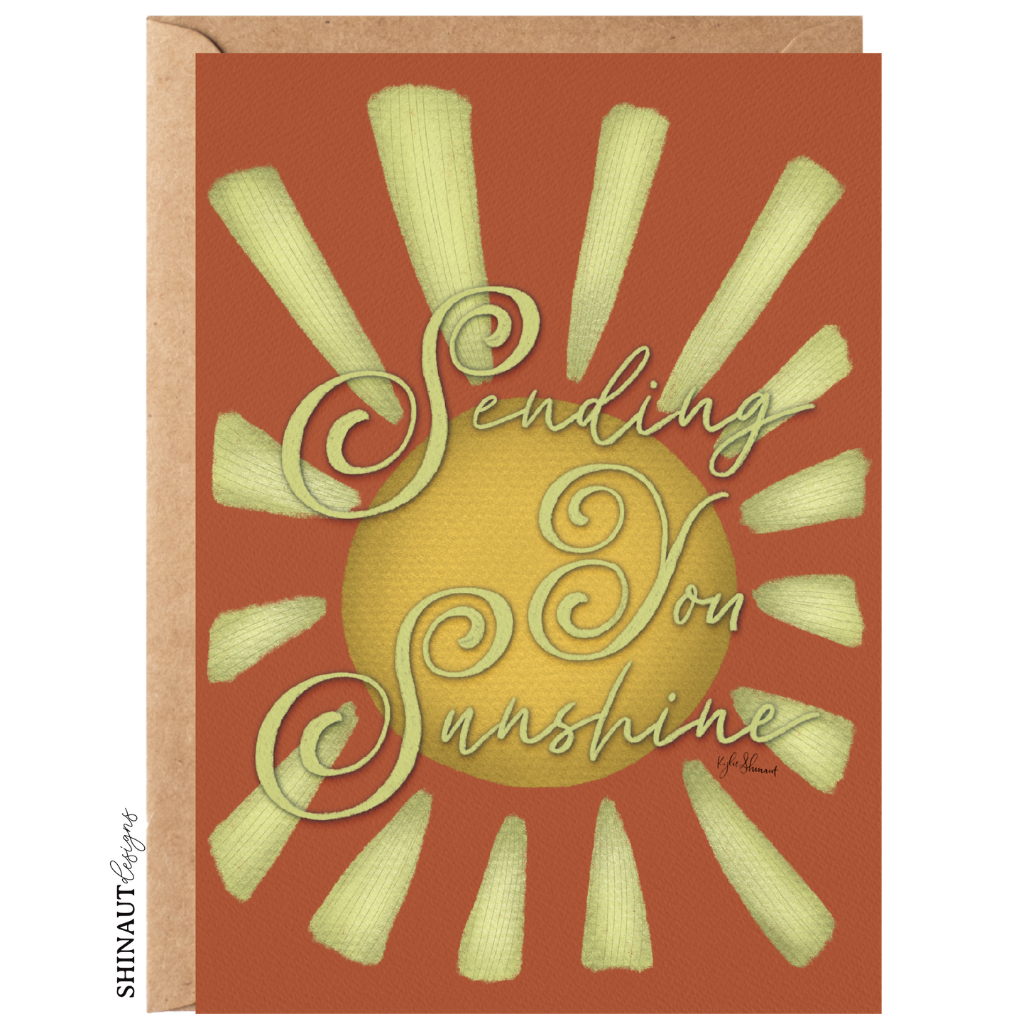 sending sunshine greeting card with kraft envelope