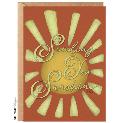 sending sunshine greeting card with kraft envelope