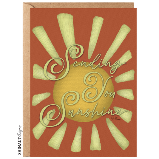 sending sunshine greeting card with kraft envelope