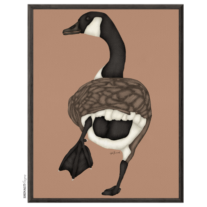 silly goose art print in black picture frames