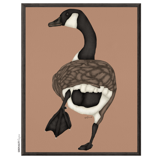 silly goose art print in black picture frames