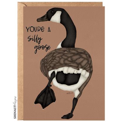 silly goose greeting card with kraft envelope