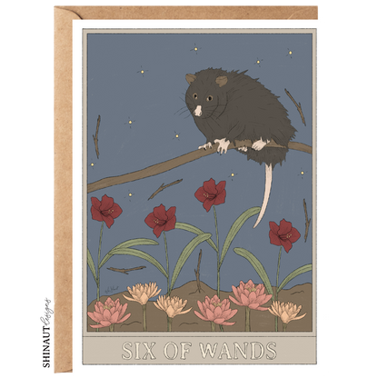 six of wands tarot greeting card with kraft envelope