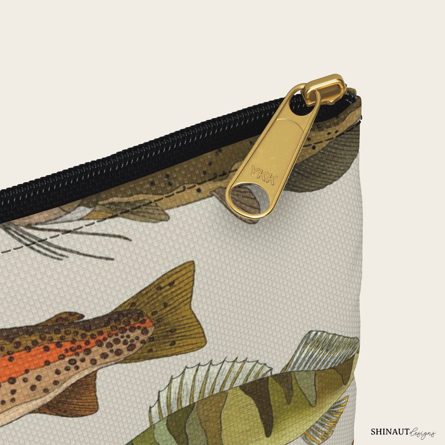 small freshwater fish pencil pouch close up