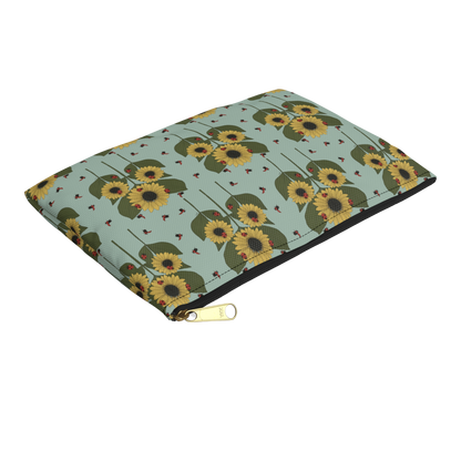 small sunflower plant pencil pouch angled