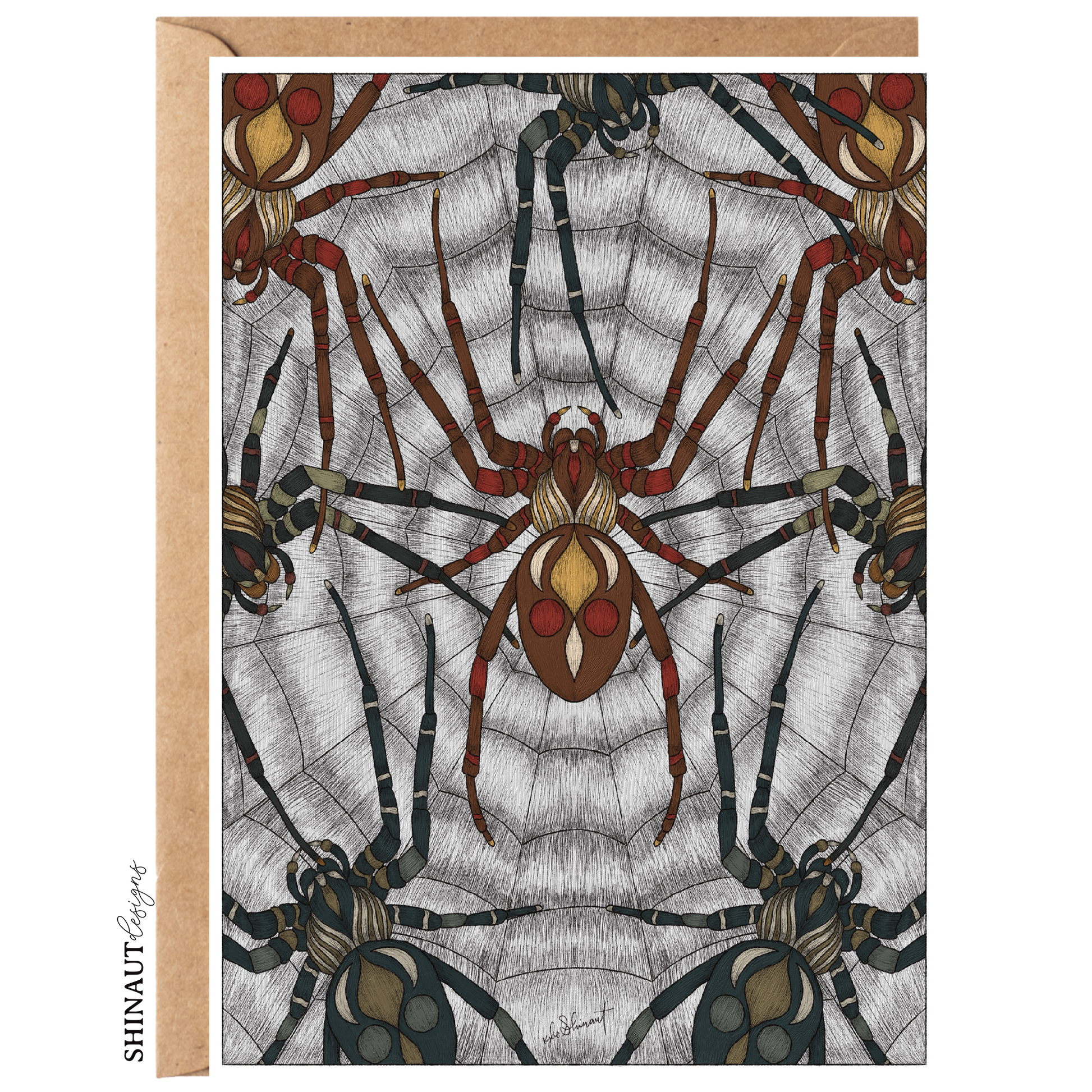 spiderweb nouveau greeting card with kraft envelope