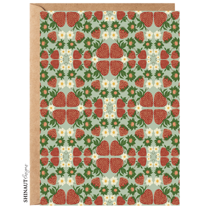 strawberry blooms pattern greeting card with kraft envelope