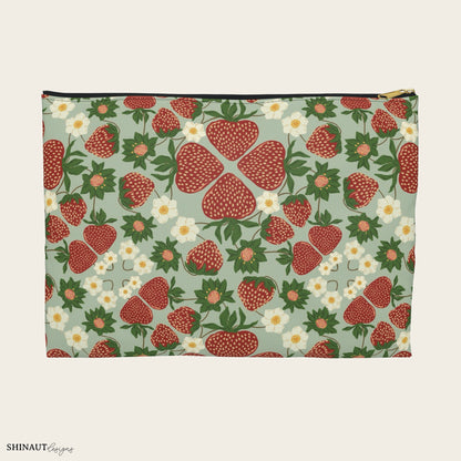 strawberry bush pencil pouch large front