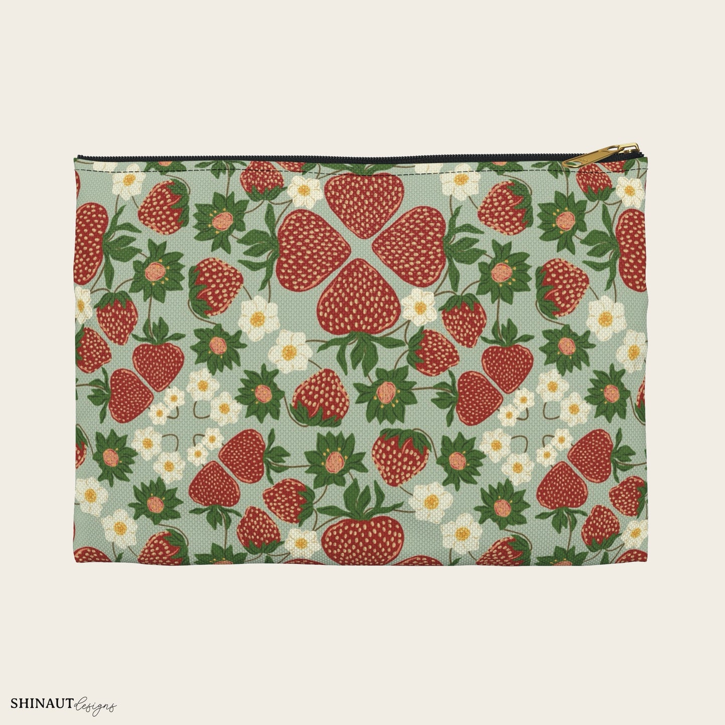 strawberry bush pencil pouch small front