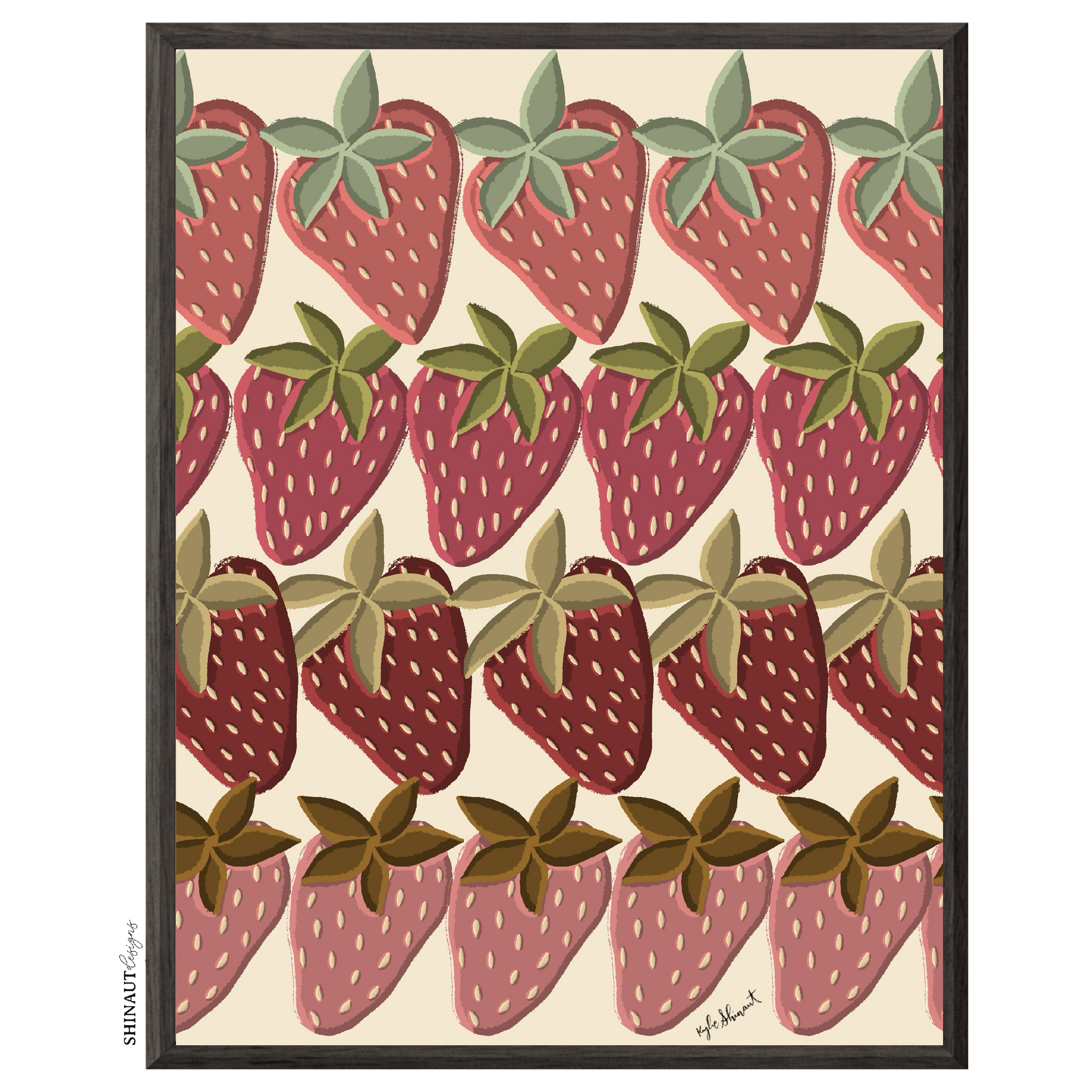 strawberry field art prin in black picture frames