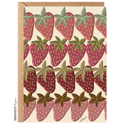 strawberry fields greeting card with kraft envelope