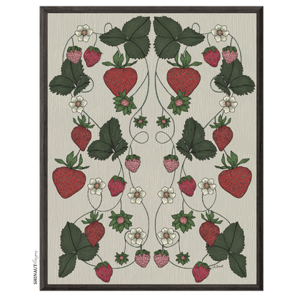 strawberry garden nouveau art print in black picture frame