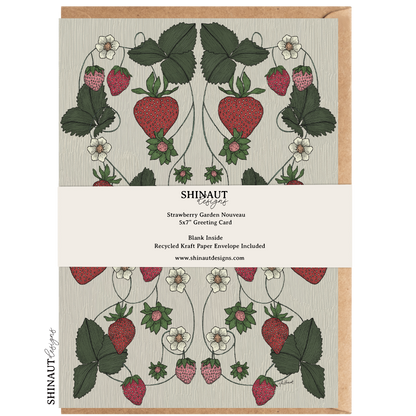 strawberry garden nouveau greeting card packaging