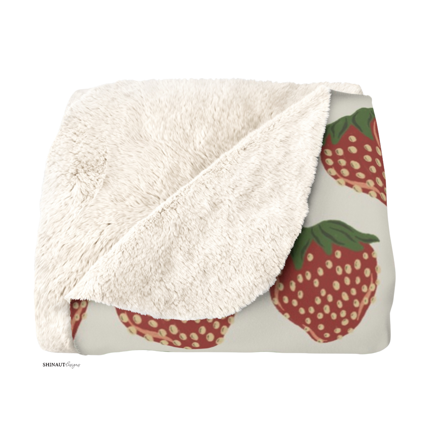 strawberry pattern sherpa_blanket_folded