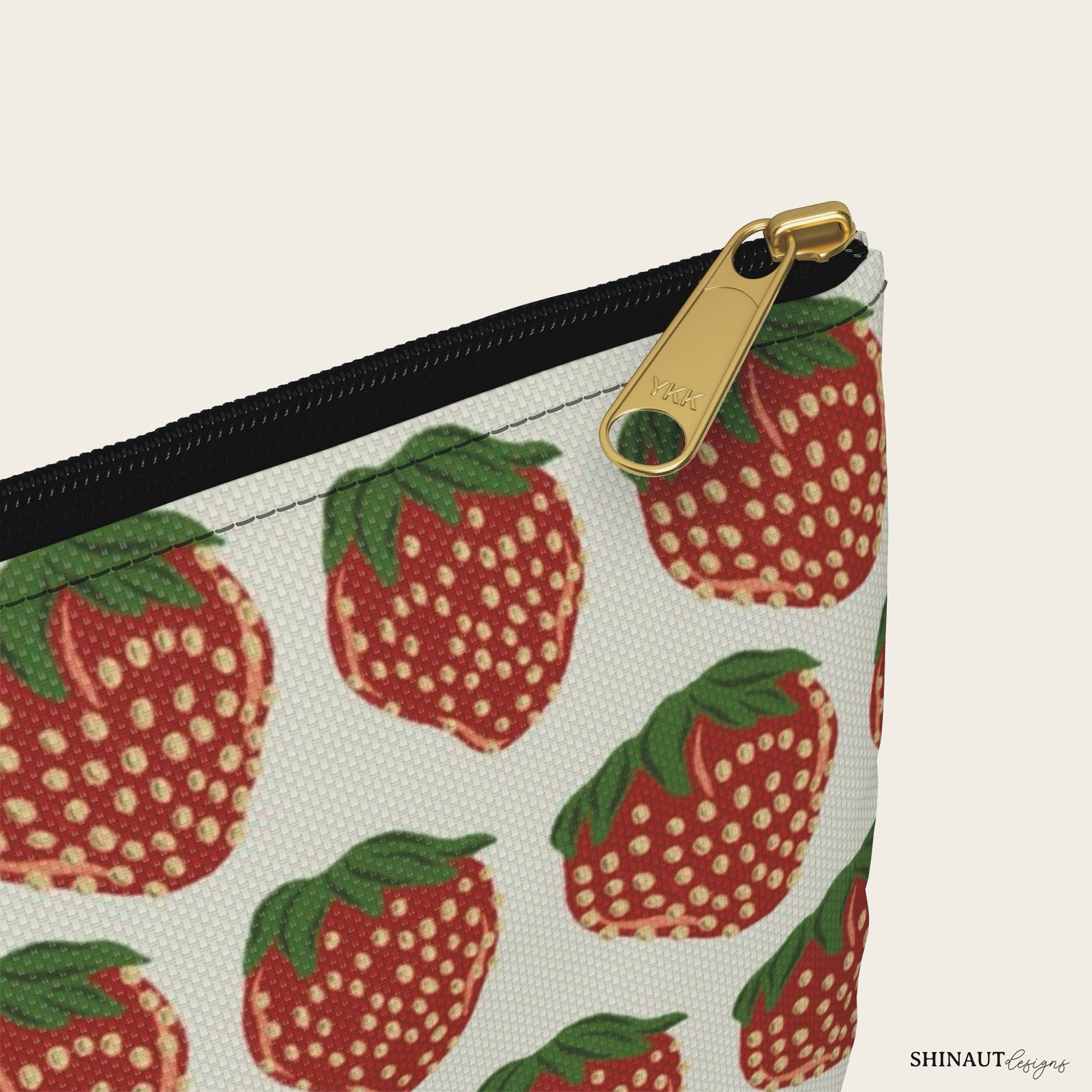 strawberry pencil pouch large close up