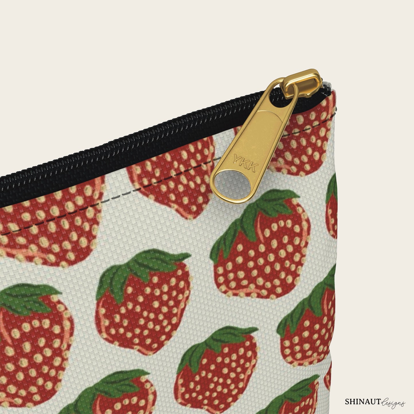 strawberry pencil pouch small close up