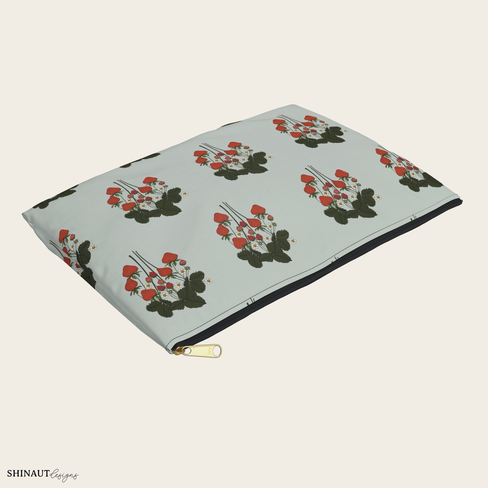 strawberry plant pencil pouch large angle