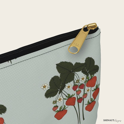 strawberry plant pencil pouch large close up