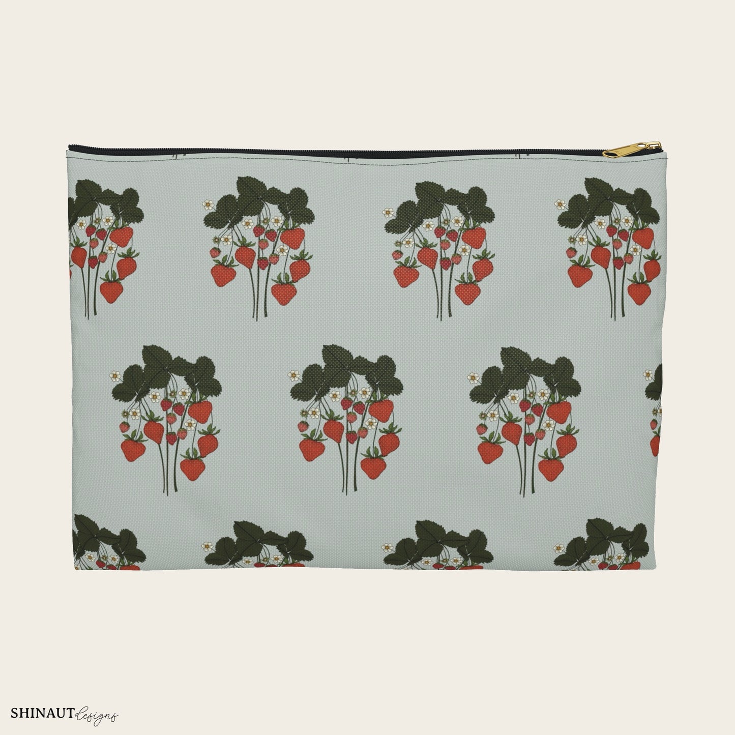 strawberry plant pencil pouch large front