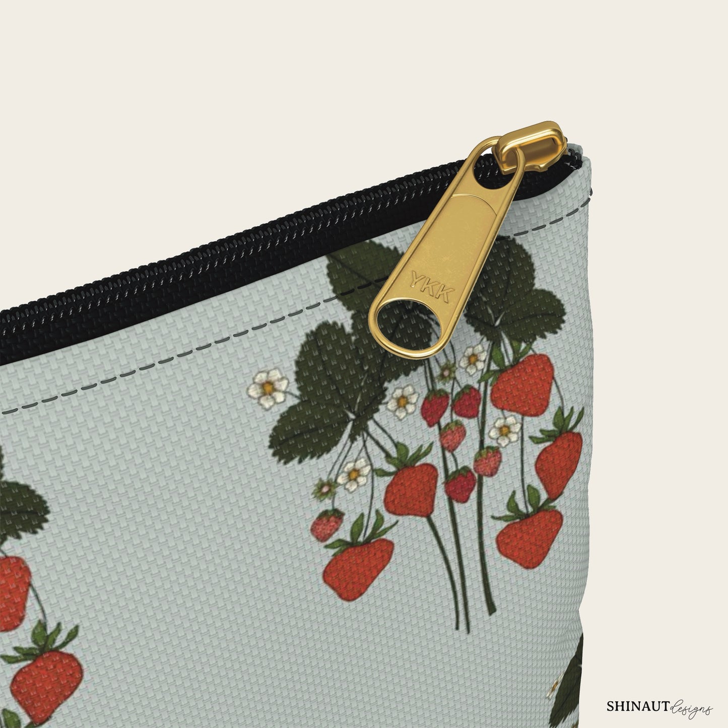 strawberry plant pencil pouch small close up