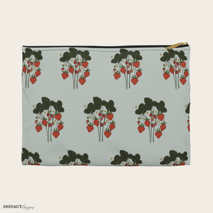 strawberry plant pencil pouch small front