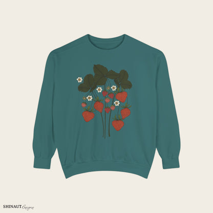 strawberry plant sweatshirt in blue spruce