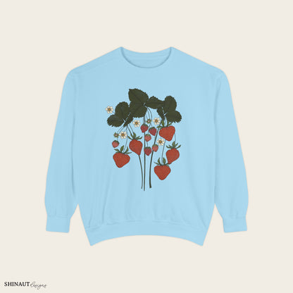 strawberry plant sweatshirt in chambray