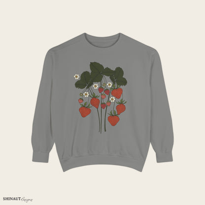 strawberry plant sweatshirt in grey