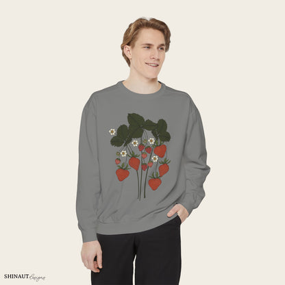 strawberry plant sweatshirt in grey male model