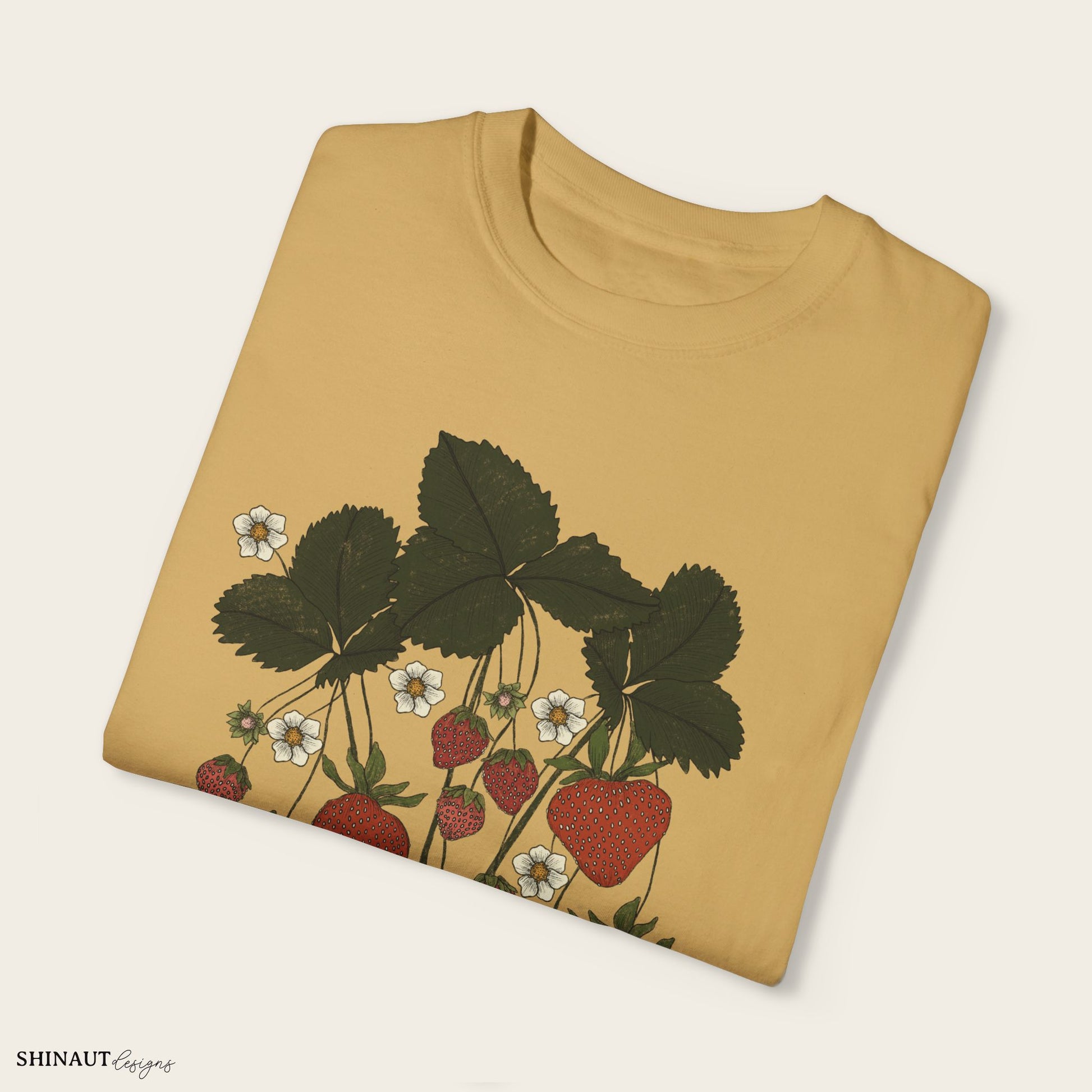 strawberry plant t-shirt in butter folded