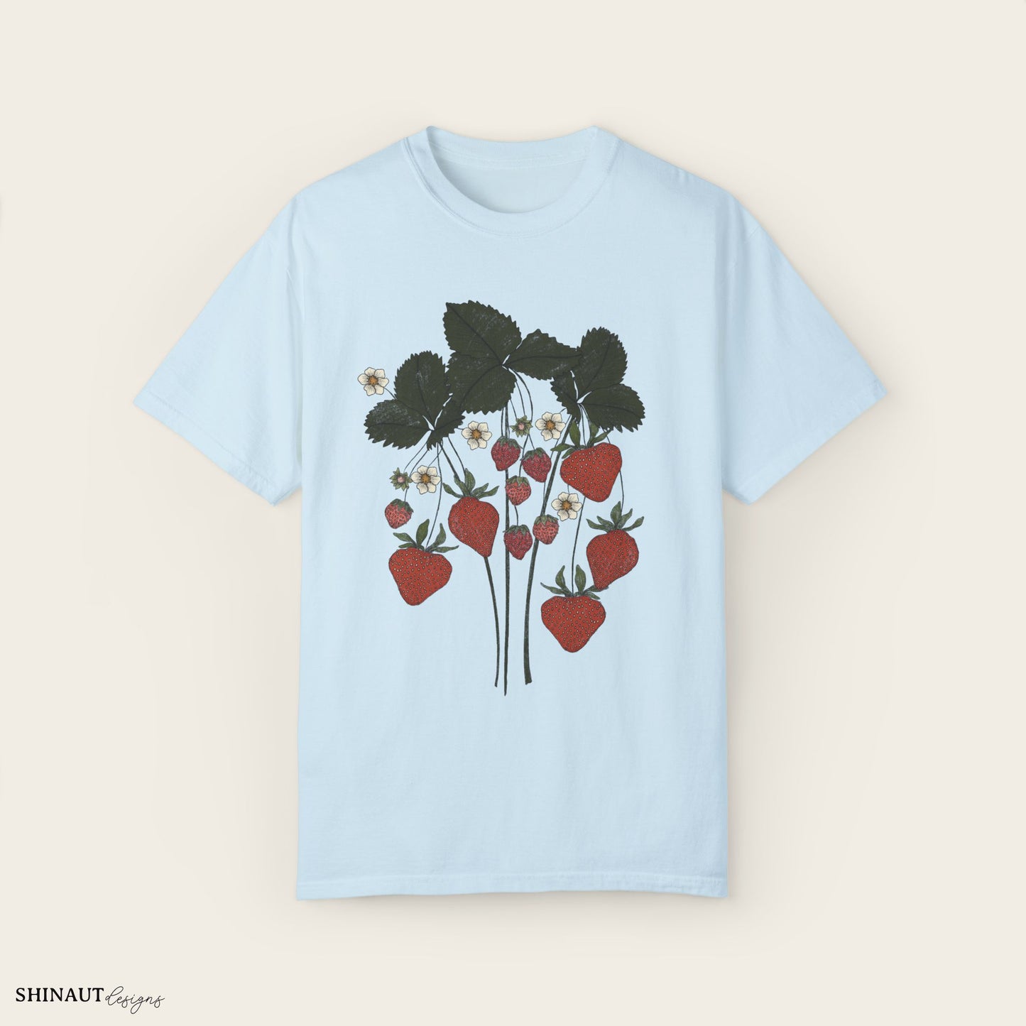 strawberry plant t-shirt in chambray