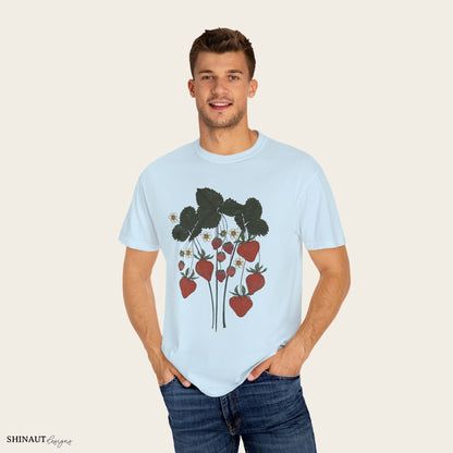 strawberry plant t-shirt in chambray male model