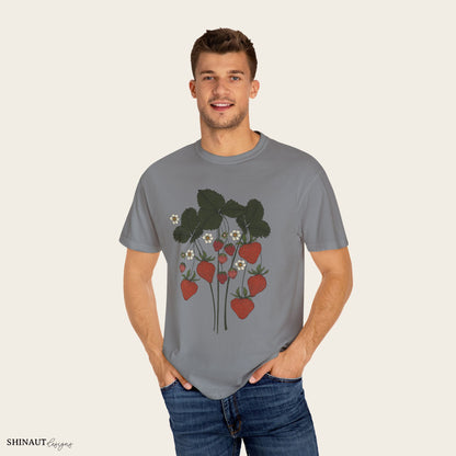 strawberry plant t-shirt in grey male model