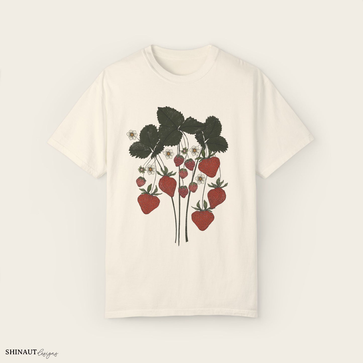 strawberry plant t-shirt in ivory