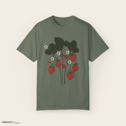 strawberry plant t-shirt in moss