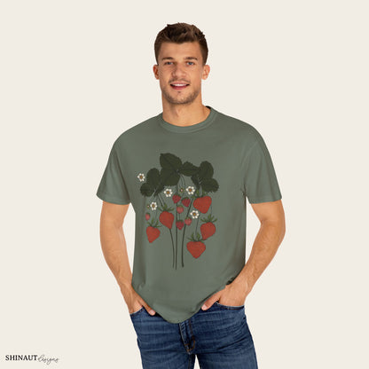 strawberry plant t-shirt in moss male model