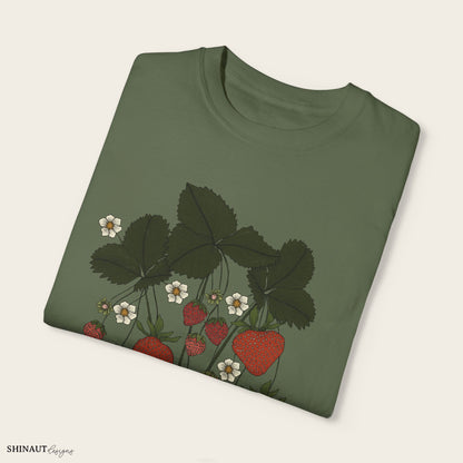 strawberry plant t-shirt in sage folded