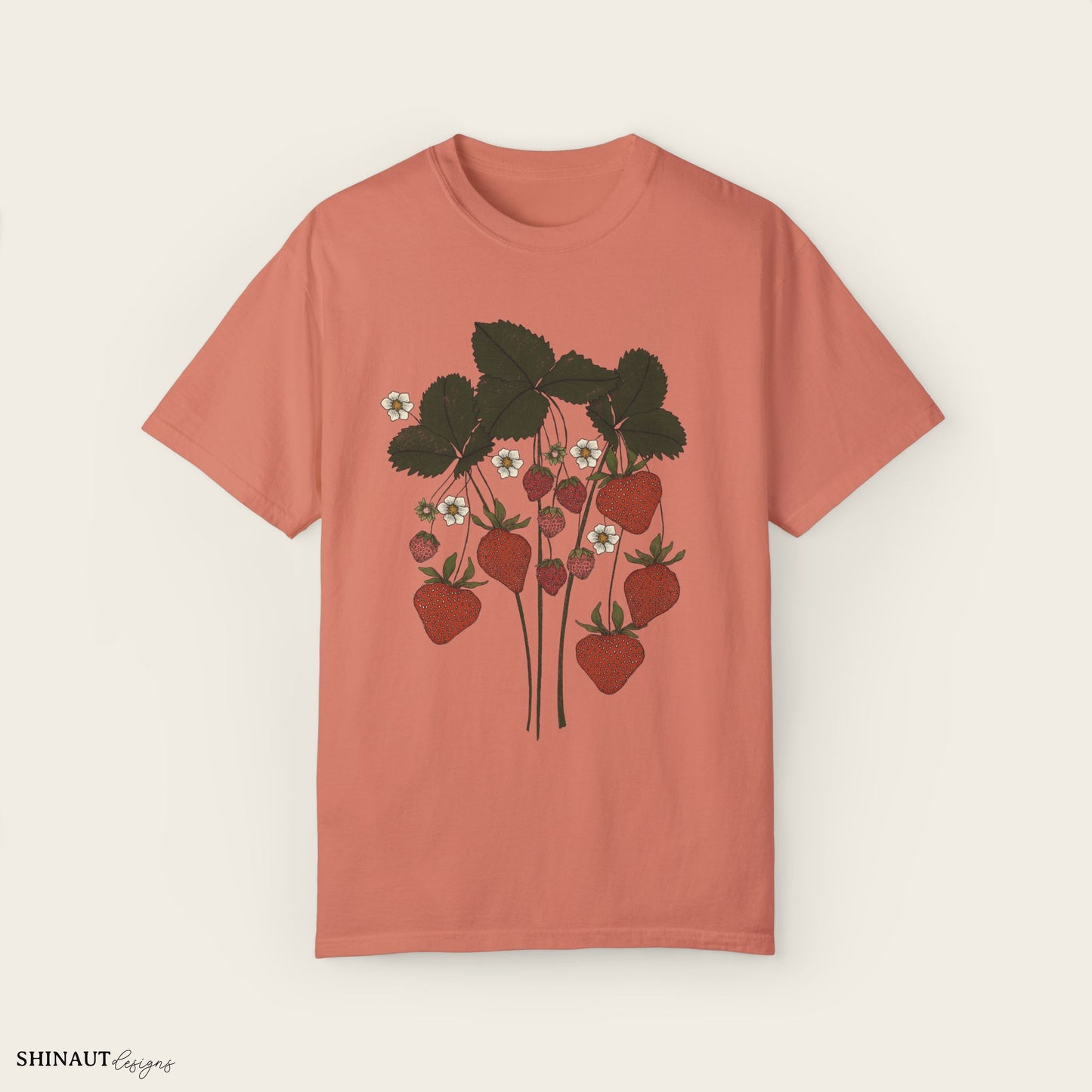 strawberry plant t-shirt in terracotta