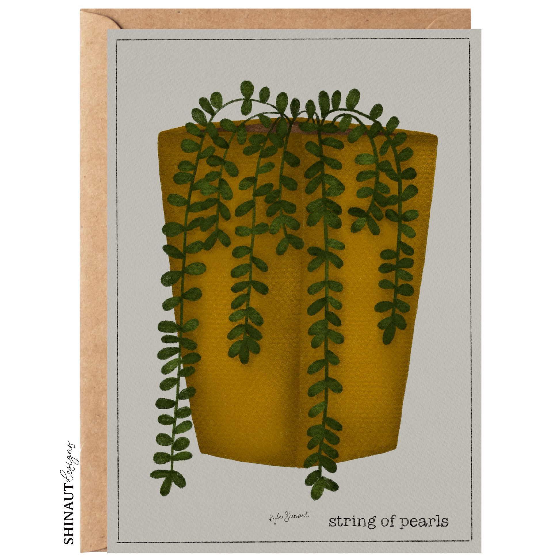 string of pearls greeting card with kraft envelope