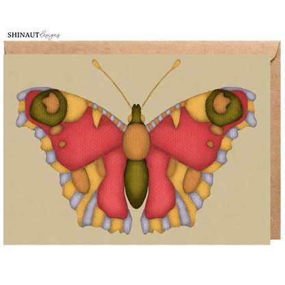 summer fruits butterfly greeting card with kraft envelope