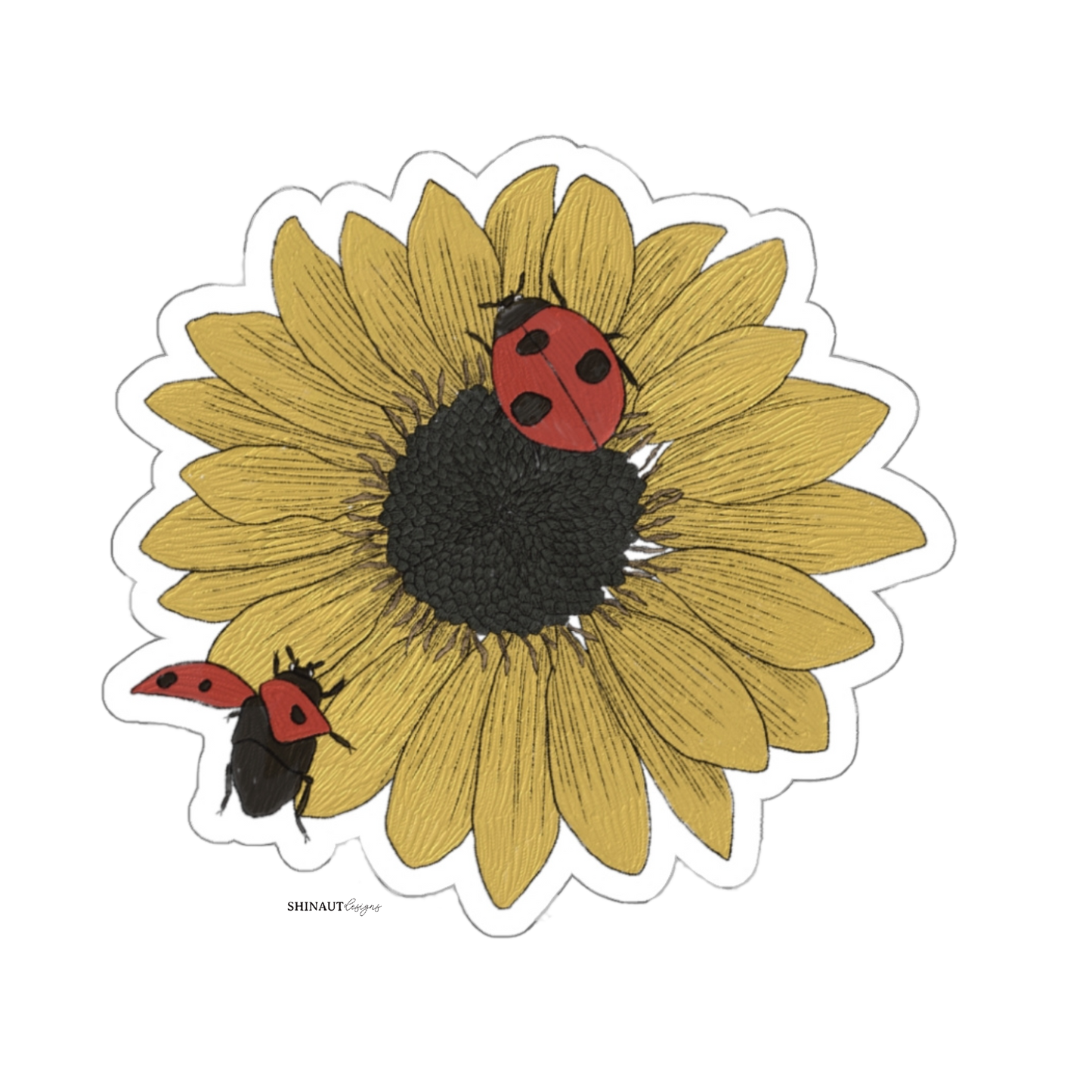 sunflower and ladybugs Die-Cut_Stickers