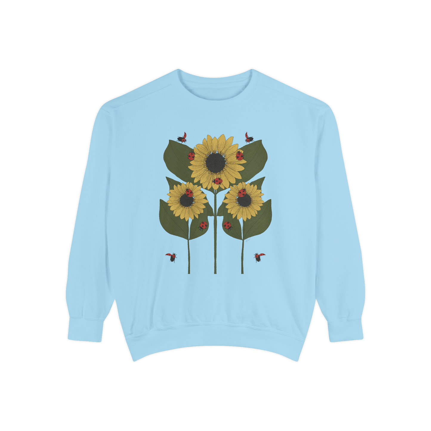 sunflower plant crewneck in chambray