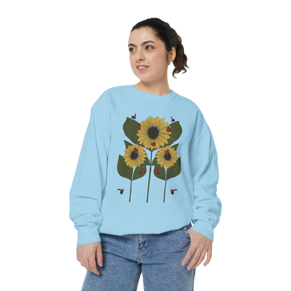 sunflower plant crewneck in chambray female model