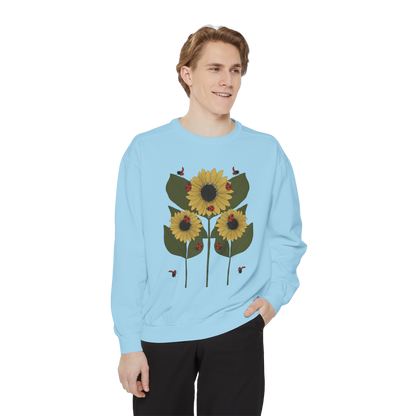 sunflower plant crewneck in chambray male model