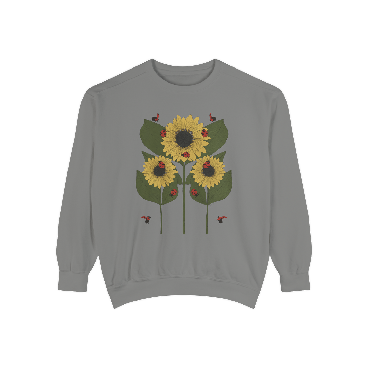 sunflower plant crewneck in gray