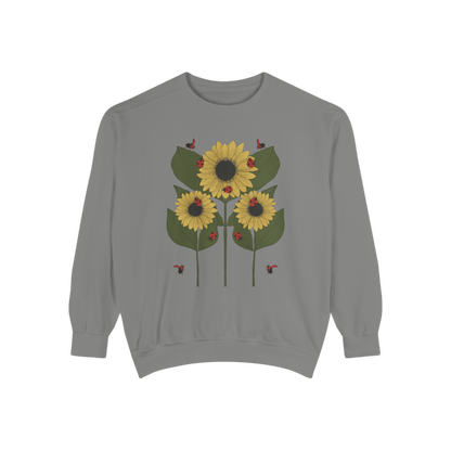 sunflower plant crewneck in gray