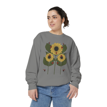 sunflower plant crewneck in gray female model