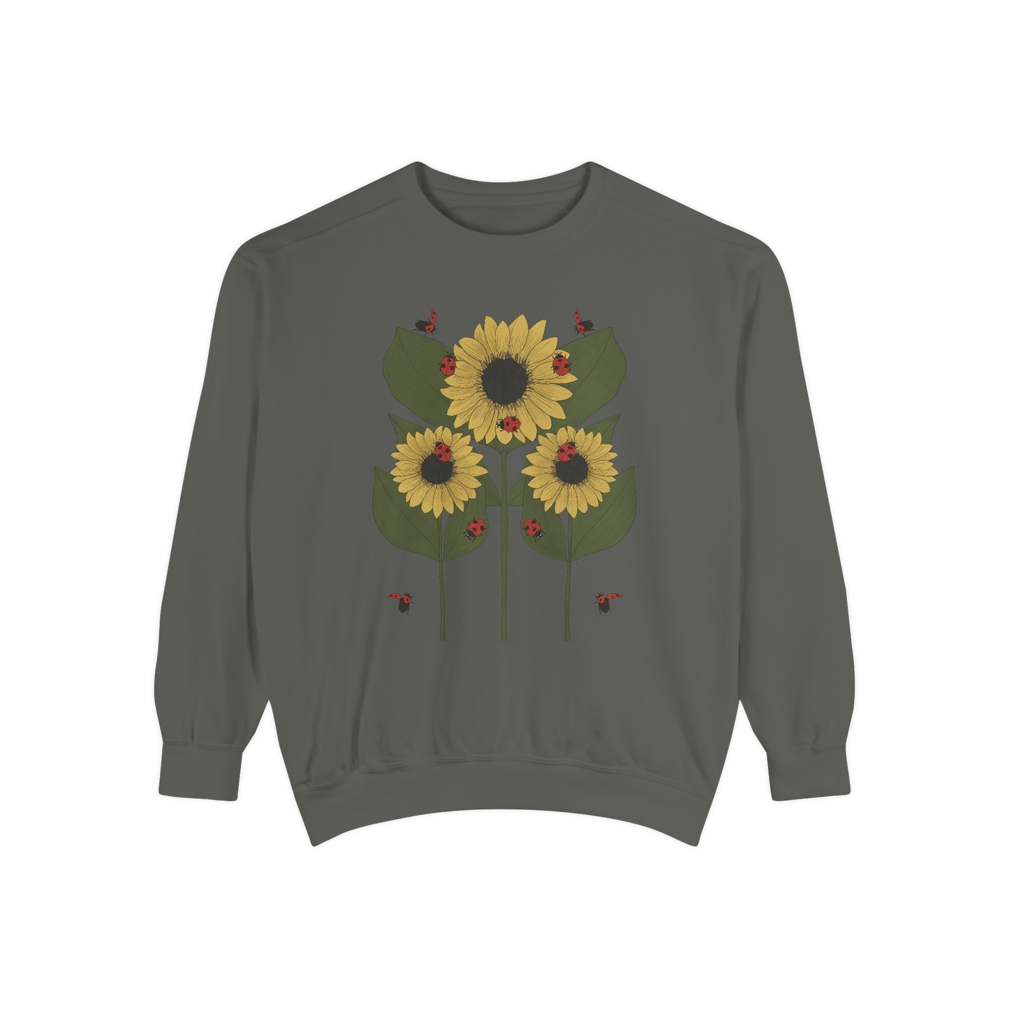 sunflower plant crewneck in pepper